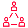 Triangle icon with a person in each corner