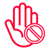 Hand icon with a no entry sign on it