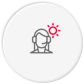 Female employee with sun behind icon.